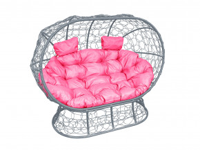 Кокон Лежебока на подставке с ротангом розовая подушка в Туринске - turinsk.magazinmebel.ru | фото - изображение 1