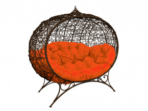Кокон Улей на ножках с ротангом оранжевая подушка в Туринске - turinsk.magazinmebel.ru | фото