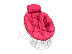 Кресло Папасан мини пружинка с ротангом красная подушка в Туринске - turinsk.magazinmebel.ru | фото - изображение 1