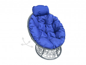Кресло Папасан мини пружинка с ротангом синяя подушка в Туринске - turinsk.magazinmebel.ru | фото - изображение 1