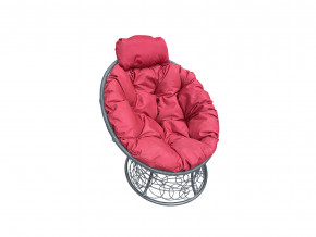 Кресло Папасан мини с ротангом красная подушка в Туринске - turinsk.magazinmebel.ru | фото - изображение 1