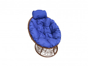 Кресло Папасан мини с ротангом синяя подушка в Туринске - turinsk.magazinmebel.ru | фото