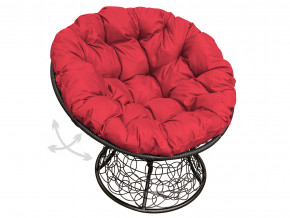 Кресло Папасан пружинка с ротангом красная подушка в Туринске - turinsk.magazinmebel.ru | фото