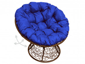 Кресло Папасан пружинка с ротангом синяя подушка в Туринске - turinsk.magazinmebel.ru | фото