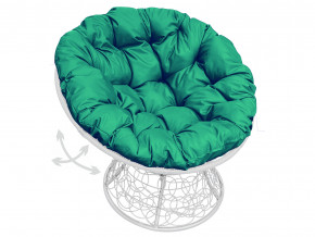 Кресло Папасан пружинка с ротангом зелёная подушка в Туринске - turinsk.magazinmebel.ru | фото - изображение 1