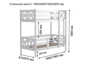 Кровать 2-х ярусная Аист-2 Прованс белый 1800х900 мм в Туринске - turinsk.magazinmebel.ru | фото - изображение 2