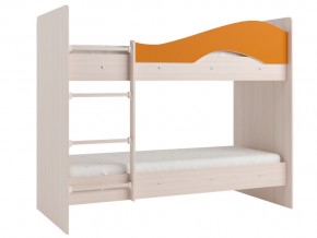 Кровать 2-х ярусная Мая на латофлексах млечный дуб, оранжевая в Туринске - turinsk.magazinmebel.ru | фото