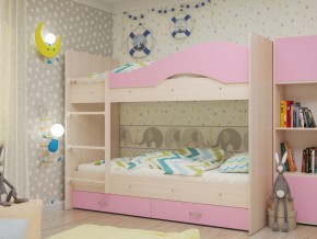 Кровать 2-х ярусная Мая с ящиками на латофлексах розовая в Туринске - turinsk.magazinmebel.ru | фото - изображение 1