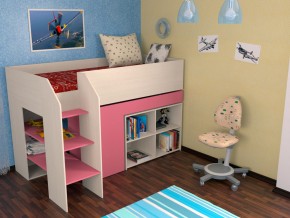 Кровать чердак Теремок 2 Розовый в Туринске - turinsk.magazinmebel.ru | фото - изображение 1