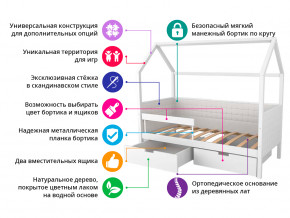 Кровать-домик мягкий Svogen с ящиками и бортиком графит-мятный в Туринске - turinsk.magazinmebel.ru | фото - изображение 2