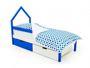 Кровать-домик мини Svogen с ящиками и бортиком сине-белый в Туринске - turinsk.magazinmebel.ru | фото - изображение 1