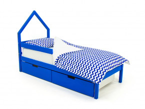 Кровать-домик мини Svogen с ящиками и бортиком синий в Туринске - turinsk.magazinmebel.ru | фото