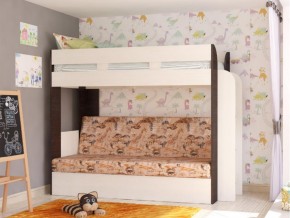 Кровать двухъярусная Карамель 75 венге ткань савана в Туринске - turinsk.magazinmebel.ru | фото - изображение 1