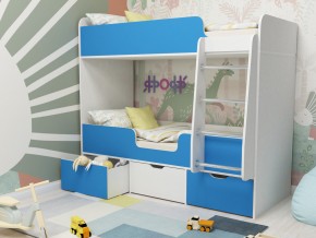 Кровать двухъярусная Малыш двойняшка белый-голубой в Туринске - turinsk.magazinmebel.ru | фото