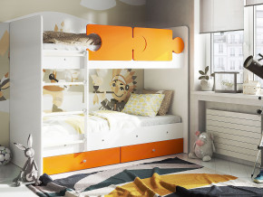 Кровать двухъярусная Тетрис латы с бортиками белый-оранжевый в Туринске - turinsk.magazinmebel.ru | фото - изображение 1