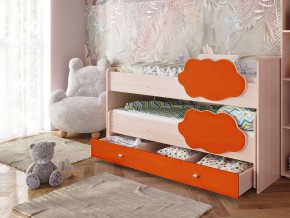 Кровать Соник с ящиком млечный дуб-оранж в Туринске - turinsk.magazinmebel.ru | фото