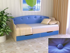 Кровать Юниор Тип 2 дуб молочный/синий 800х1600 в Туринске - turinsk.magazinmebel.ru | фото