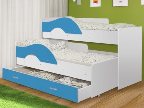Кровать выкатная Радуга с ящиком 80х160 белая-голубой в Туринске - turinsk.magazinmebel.ru | фото - изображение 1