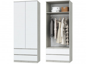 Шкаф для одежды 2х дверный с ящиками Лори дуб серый, белый в Туринске - turinsk.magazinmebel.ru | фото