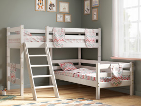 Угловая кровать Соня Вариант 8 с наклонной лестницей белая в Туринске - turinsk.magazinmebel.ru | фото